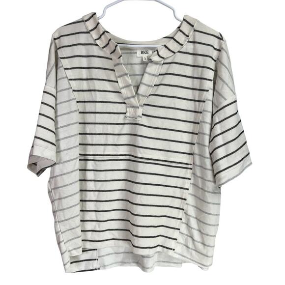 BKE Buckle Reversed Pieced Top Cream Black Large - Picture 2 of 11